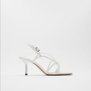 ZARA WHITE HIGH HEELED SANDALS WITH TUBULAR STRAPS